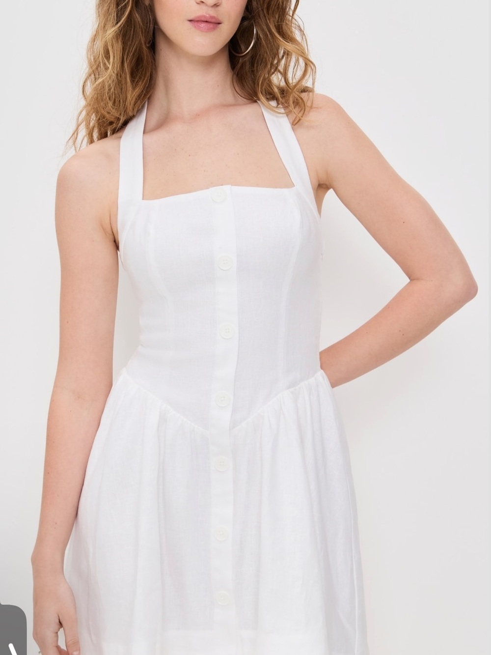 Reformation Mariela Linen White Halter Mini Dress - Picture 5 of 14